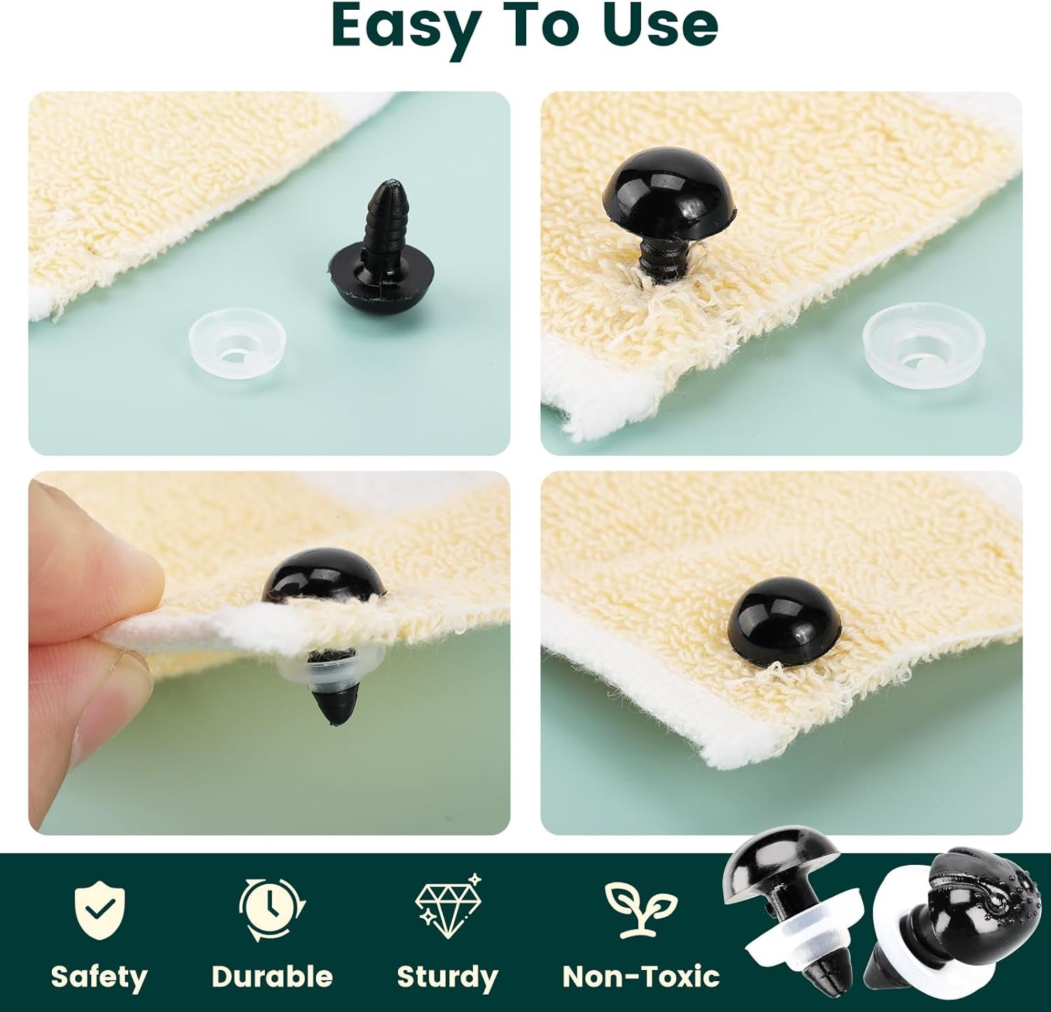 662Pcs Safety Eyes and Noses for Amigurumi,  Preimum Safety Eyes for Crochet Stuffed Animals, 5-14Mm Assorted Plastic Crochet Craft Eyes with Washers for Teddy Bear, Dolls, Plushies Toys, Black