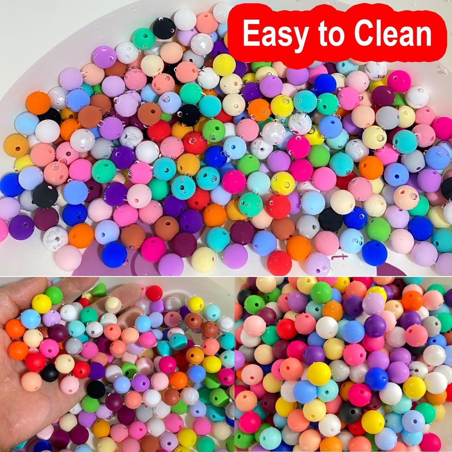 300Pcs Silicone Beads, 12Mm round Silicone Beads Bulk for Keychain Making Kit 30 Colors Rubber Beads Silicone Focal Beads Loose Beads for Necklace Bracelet Lanyard Making