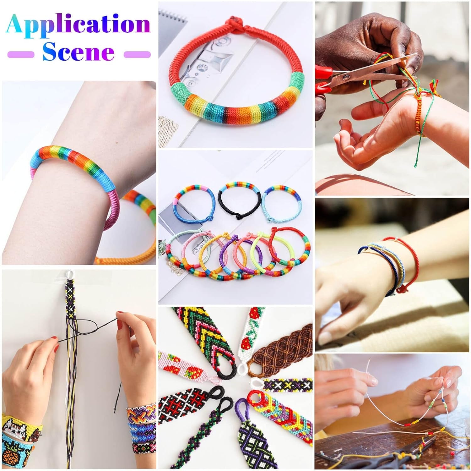 Nylon String for Bracelets,  20 Rolls Chinese Knotting Cord Nylon Beading Thread for Kumihimo, Braided Bracelets, Beading, Necklaces, Macrame Craft, Wind Chime, Jewelry Making