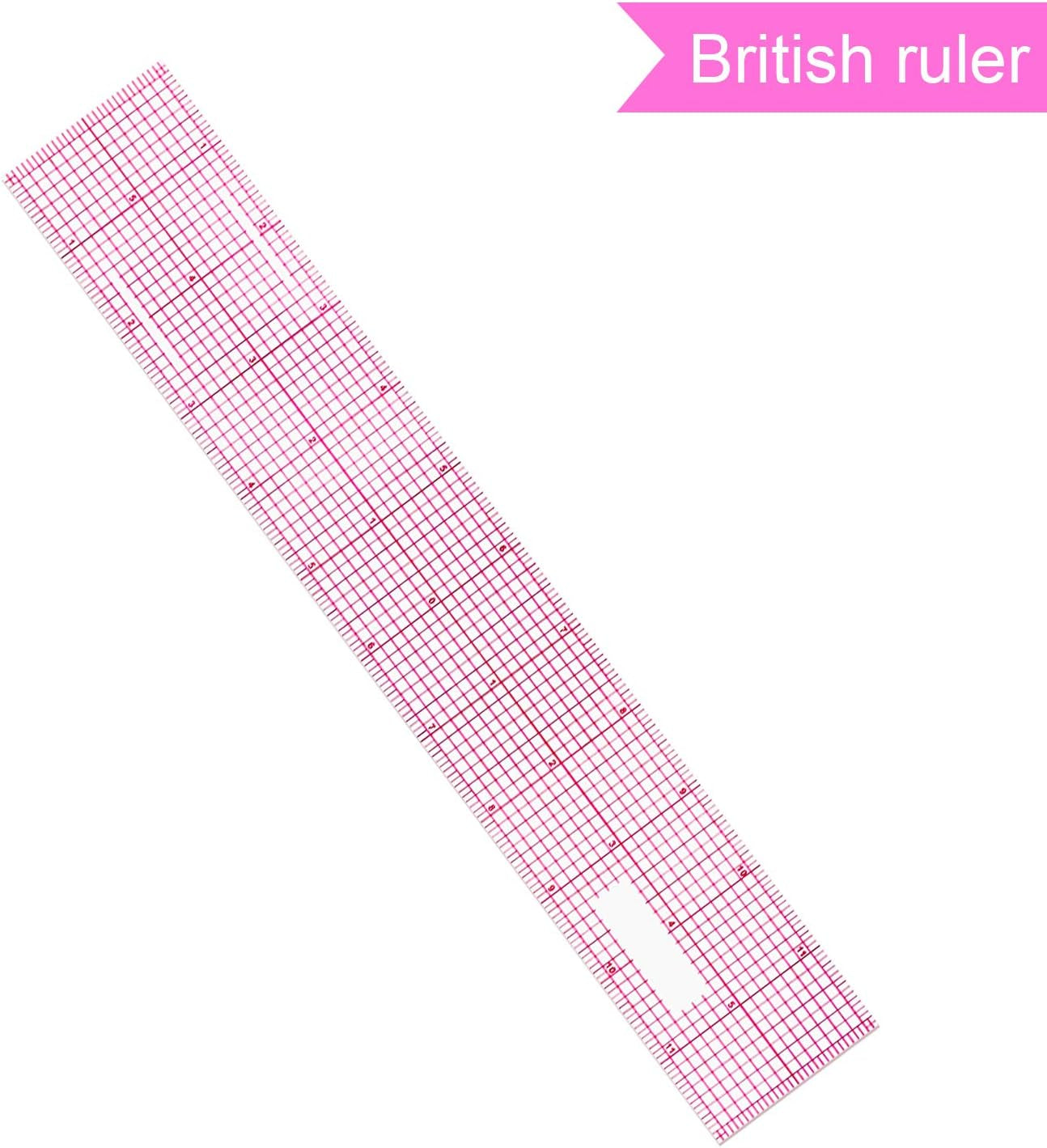 6 Pieces Transparent Ruler Clear Plastic Ruler Beveled French Inch Metric Ruler Sewing Rulers L-Square Rulers Measuring Tool Ruler Set with 2 Grid Scales for Clothes Design