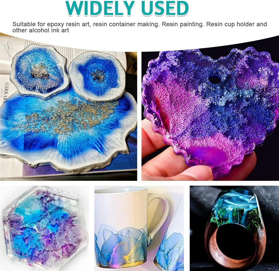 Alcohol Ink Set 27 Vibrant Colors,Epoxy Resin Paint Colour Dye, Concentrated Alcohol-Based Ink Pigment for Resin Petri Dish, Coaster, Resin Art, Tumbler Making, Acrylic Painting - 0.35Oz Each