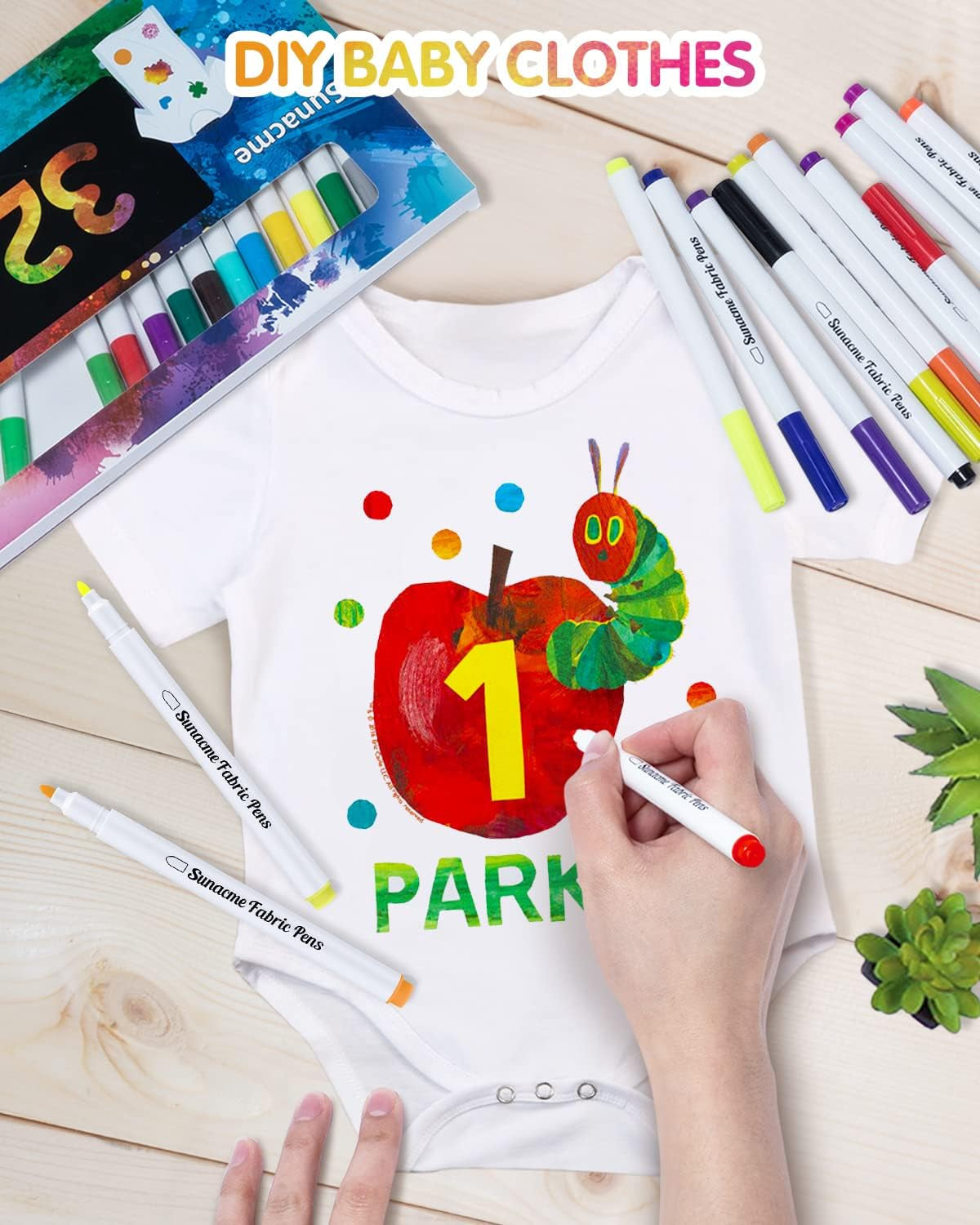 Fabric Markers Pen, 32 Colors Permanent Fabric Paint Pens for T-Shirt, Fine Tips Art Marker Set for Canvas Bags Hats Sneakers and Textiles