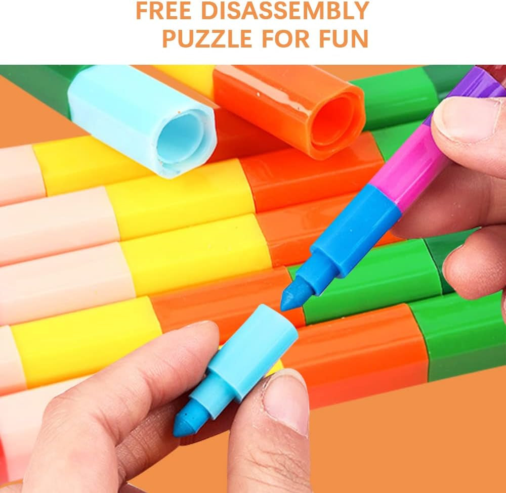 30 Pcs Stackable Crayons, Stacking Crayons Bulk, Rainbow Party Favors Mini Crayon Packs, Kids Colorful Buildable Crayon for Children Toddlers Drawing Gifts School Office Supplies, 12 Colors (30)