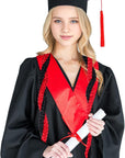 2024 Graduation Ribbon Lei Grad Braided Necklace Graduation Gift with Tassel Adjustable Leis for High School College Bachelor Master Doctor Graduation Party (Black & Red, 1)