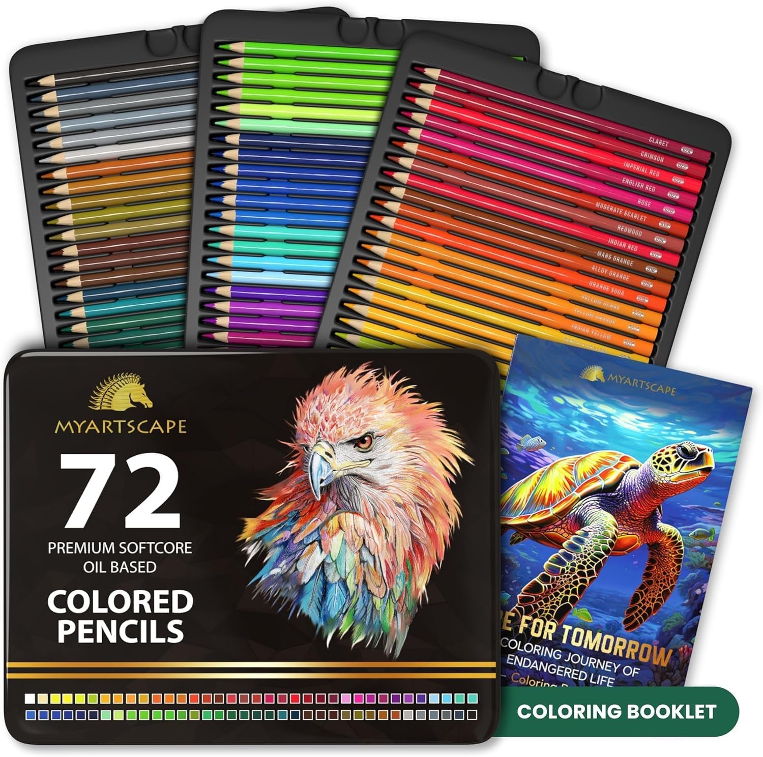 Oil Based Colored Pencils Set, 72 Pcs Premium Color Pencils, Vibrant Colors, Break-Resistant Core, Art Kit with Adult Coloring Book