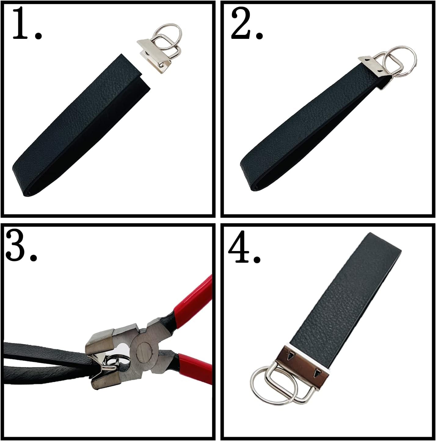 51 Sets Key Fob Hardware with 1Pcs Key Fob Pliers,Glass Running Pliers Tools with Jaws, Pliers Attach Rubber Tips Perfect for Key Fob Hardware Install, Silver