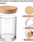 16 Pack, 10 OZ Thick Glass Candle Jars with Bamboo Lids and Candle Wick Kit - Bulk Clear Empty Glass Candle Jars for Making Candles - Spice, Powder Containers