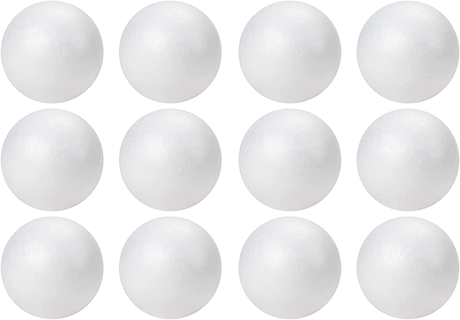 4 Inch Foam Balls for Crafts - 12 Pack round White Polystyrene Spheres for DIY Projects, Ornaments, School Modeling, Drawing