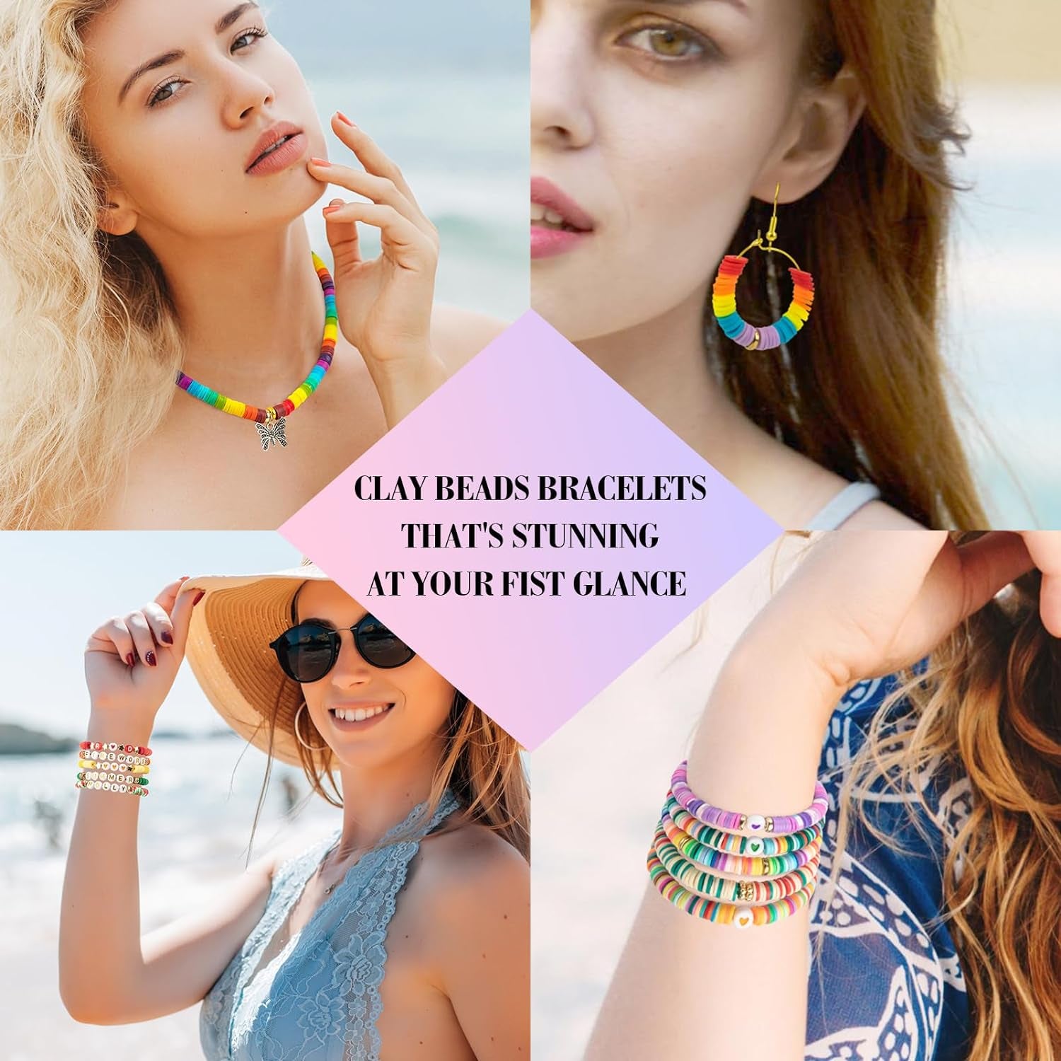 21100 Pcs Clay Beads Bracelet Making Kit, 120 Colors 6 Boxes Flat Heishi Friendship Bracelet Kit with Letter Beads, Accessories Gift for Girls, SKU-041-1-A