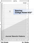 Straight Line Stencil Template College Ruled 9/32" Spacing,Line Drawing Stencil Lettering Guide 11 Inch,Scale Writing Calligraphy Ruler College Paper Template with Journal Stencils Patterns