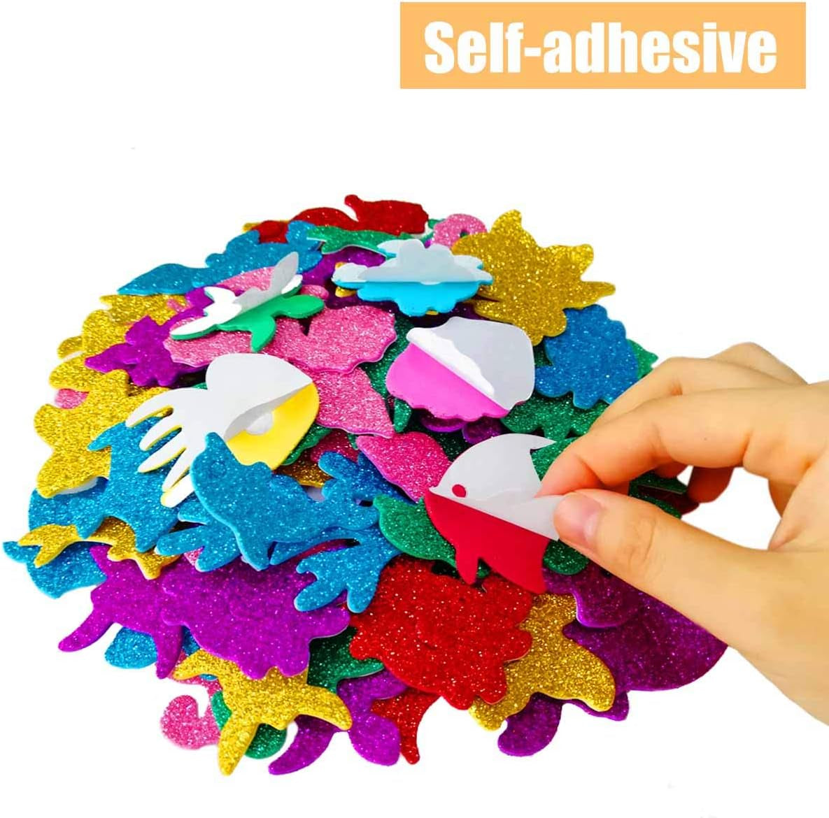 Glitter Colorful Sea Animals Shapes Foam Stickers Self Adhesive Kid'S Arts Craft Supplies for Greeting Cards DIY Scrapbooking Cards Wall Creative Toys Home Decoration (Random Colors)