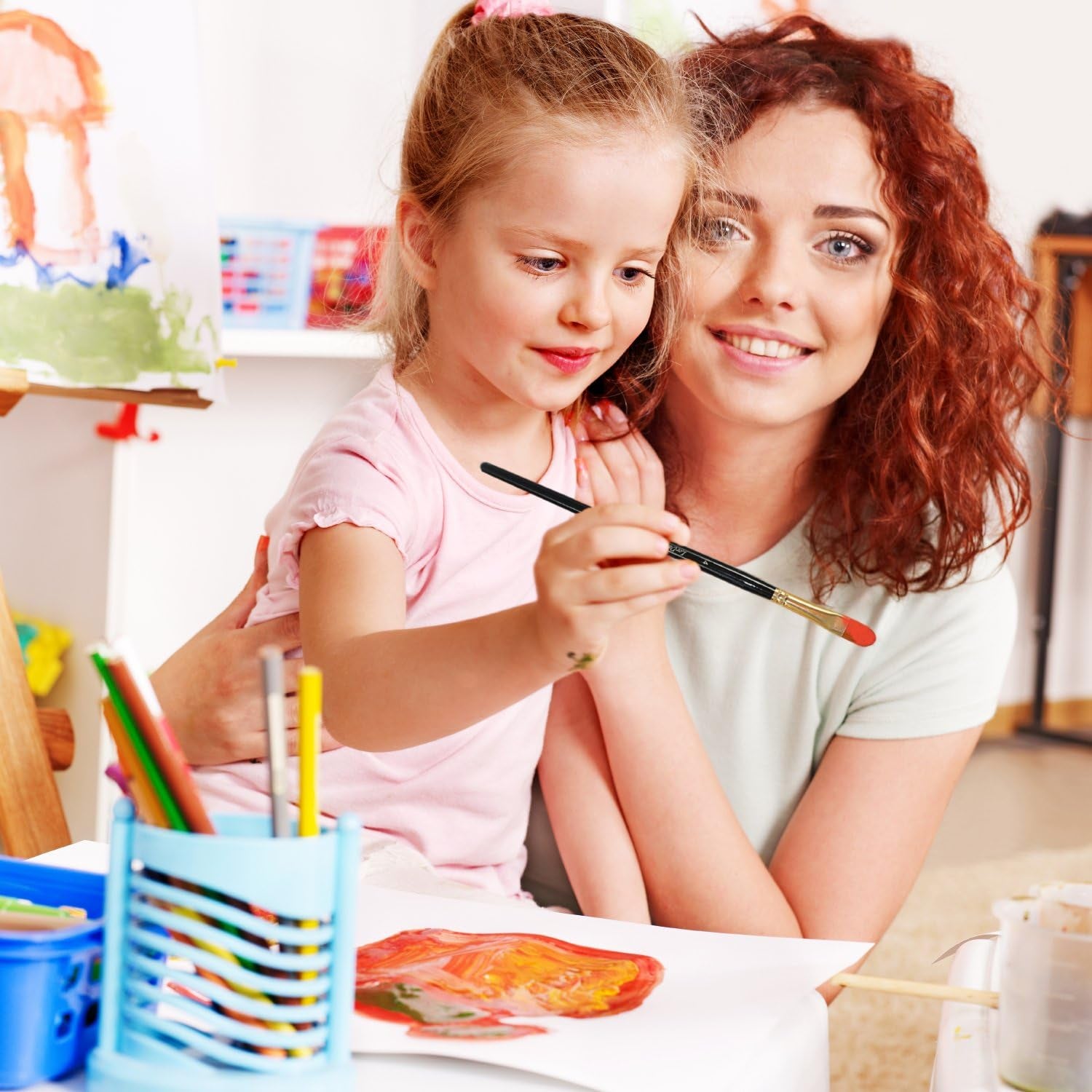 Paint Brush Set, 7 Artist Brushes for Painting with Acrylic, Gouache, Oil and Watercolor. Professional Art Quality on Canvas, Wood, Face and Models. Includes Carrying Case Travel Kit