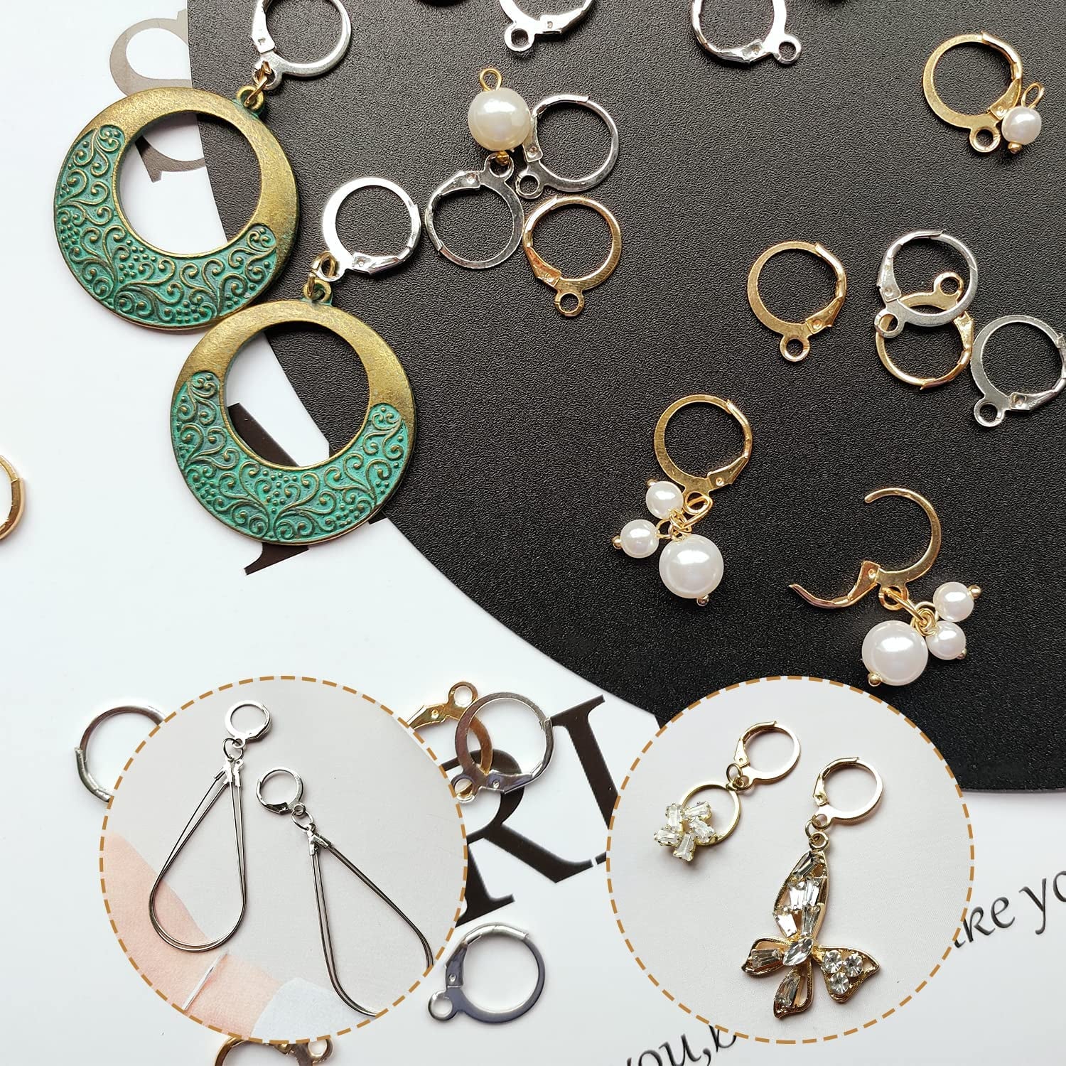 200PCS Hypoallergenic French Earring Hooks Leverback Earwires round Earring Hooks Earring Supplies Findings Ear Wire with Open Loop for Earring Designs Jewelry Making Findings