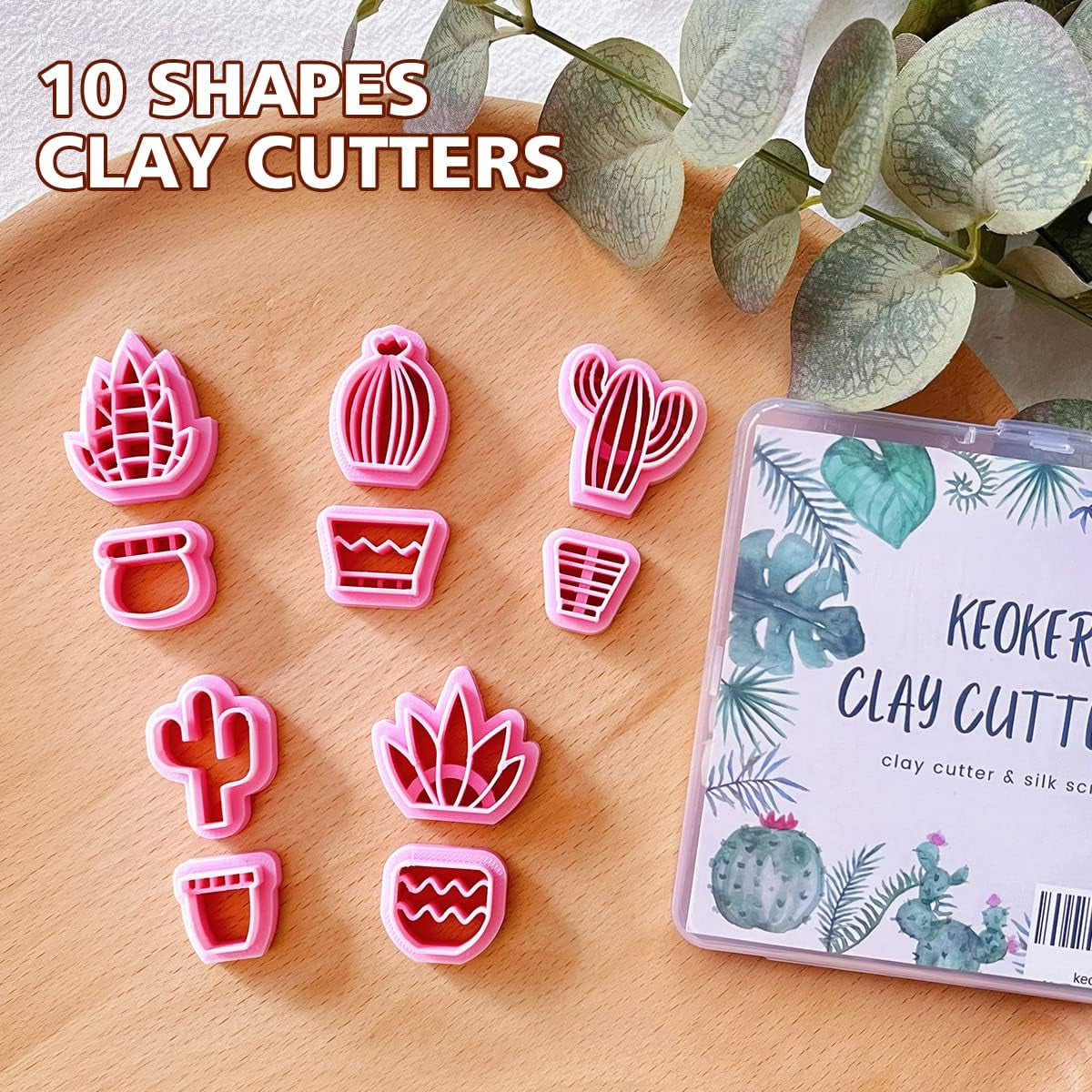 Clay Cutters for Polymer Clay Jewelry, Cactus Polymer Clay Cutters for Earrings Jewelry Making, 10 Shapes Potted Plant Clay Earrings Cutters, Clay Cutters (Potted Plant Clay Cutters)