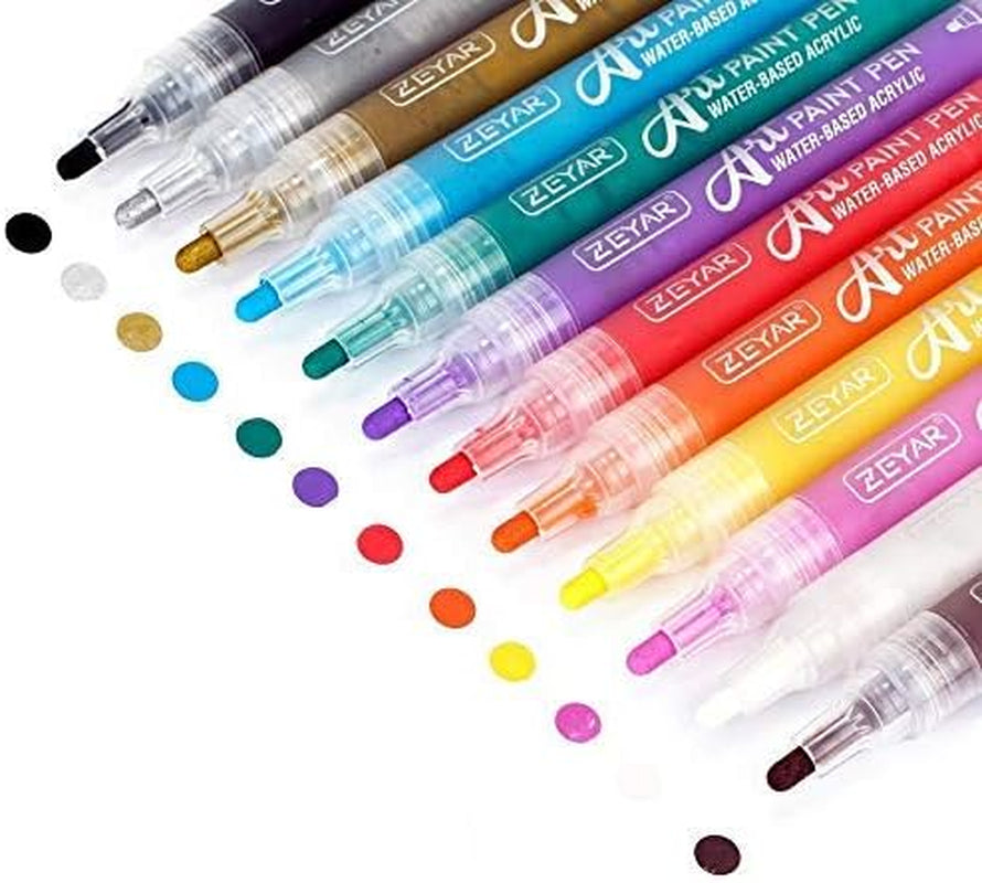 Acrylic Paint Pens for Rock Painting, 24 Colors, Water Based Medium Point, AP Certified, Assorted Colors,Odorless,Acid Free,Non-Toxic and Safe to Use