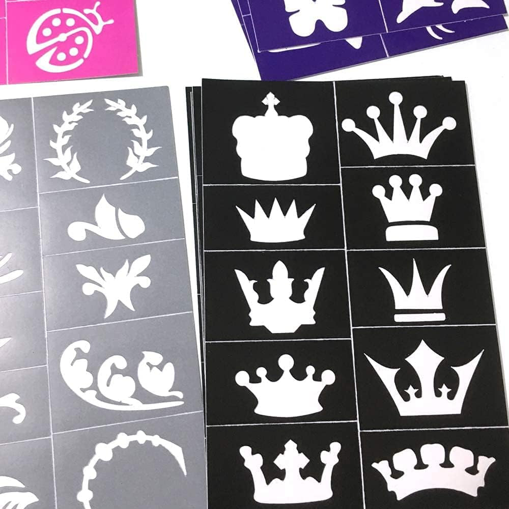 Face Painting Stencils for Kids, 200 Pieces Professional Reusable Body Paint Stencils Temporary Tattoos for Girls Boys Parties Sleepovers Birthday School Carnivals Halloween Christmas