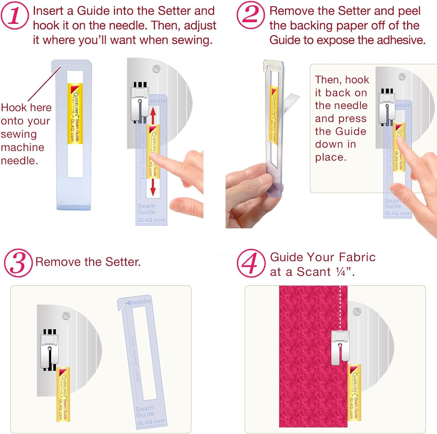 - Super Easy Seam Guide Setter - 1 Seam Guide Setter (4¾" X 1¼" X 1/16”) & 6 Seam Guides - Take the Guesswork Out of Achieving Precise ¼” Seams.