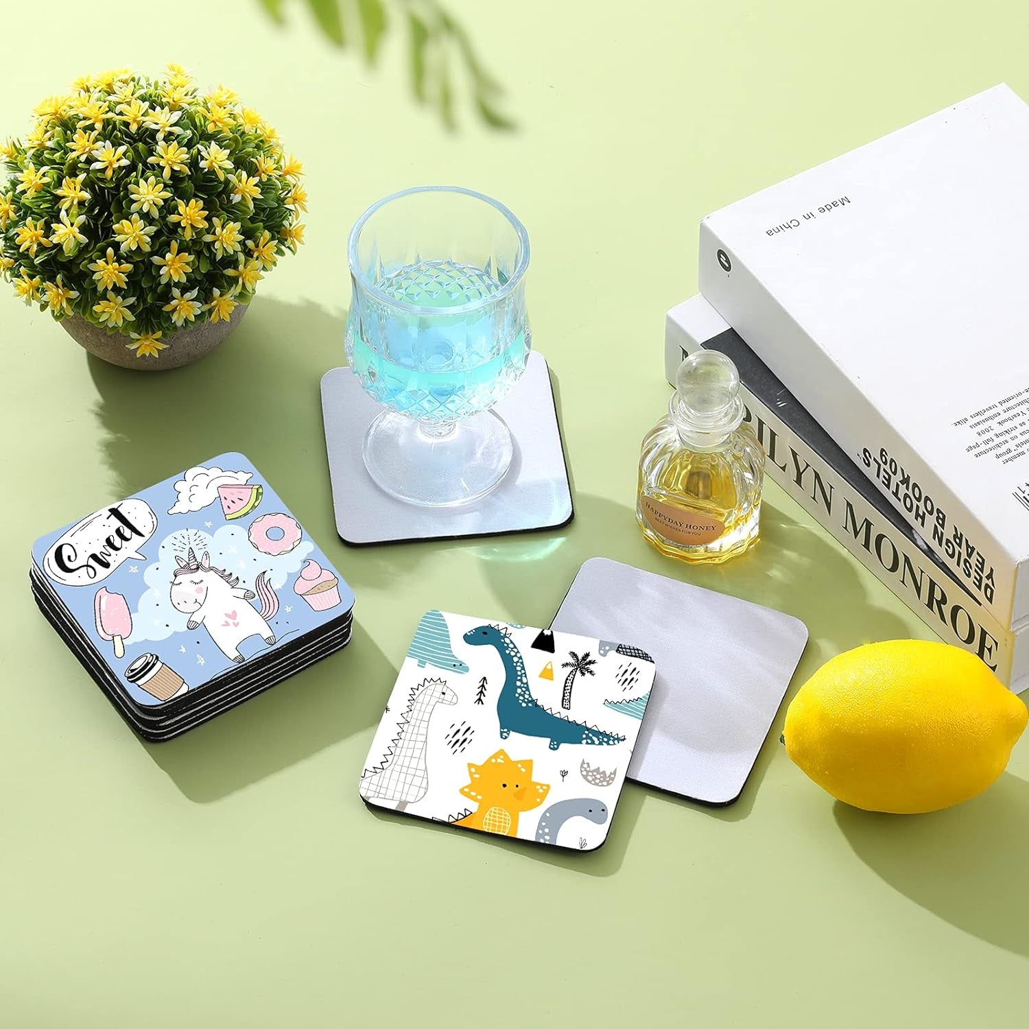 Sublimation Blank Cup Coasters Bulk Square Blank Cup Mat Rubber for Sublimation Transfer Heat Press Printing DIY Crafts 3.93 X 3.93 Inch (50 Pieces)