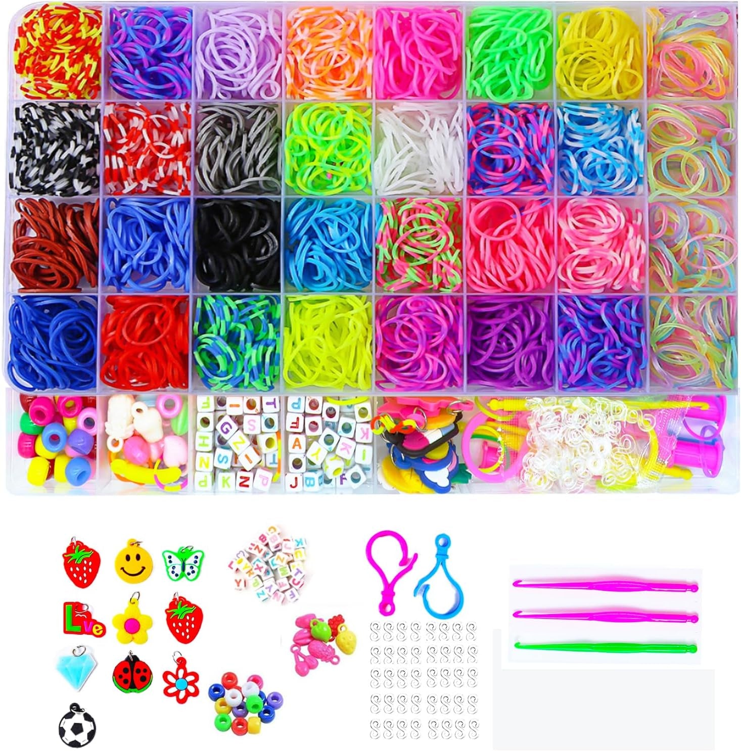 2500+ Rubber Band Loom Bracelet Kit,Loom Bracelet Making Kit,Best Gifts for Birthday and Christmas With, Rubber Band Refill Kit For