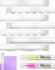 7 Pcs Metal Paper Tearing Ruler Deckle Edge Ruler Craft Ruler Stainless Steel Paper Cut Tool 12 Inch Irregular Edges Ruler Measurements Tool with 2 Watercolor Pen for Craft School Scrapbook
