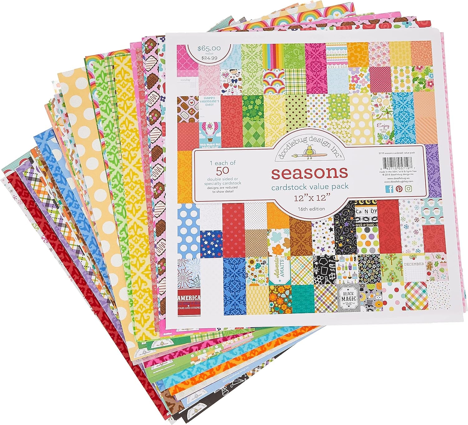 5719 Value Kit Cardstock 12"X12", 50 Sheets