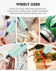 60/100W Hot Glue Gun Full Size with 15 Pcs Hot Glue Sticks (0.43 X 5.9 Inch) and Carry Case, Dual Power High Temp Melt Glue Gun Kit with Finger Caps, Mat for Arts Craft, Household, Green