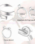 Adjustable Crochet Ring for Finger,Braided Knitting Ring with Plastic Box Yarn Tension Rings for Crocheting Knitting Accessories 2 Styles Silver