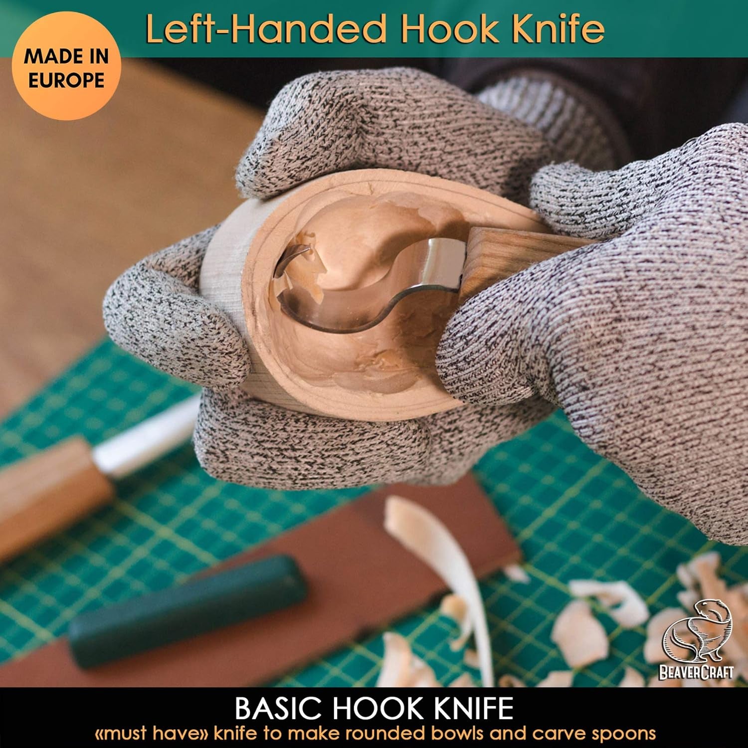 S01L Wood Spoon Carving Knives Set Spoon Making Tools Kit Whittling Knife Hook Knife Left-Handed Bowl Cup Kuksa for Beginners Woodworking Professional Left Handed Wood Carving Kit