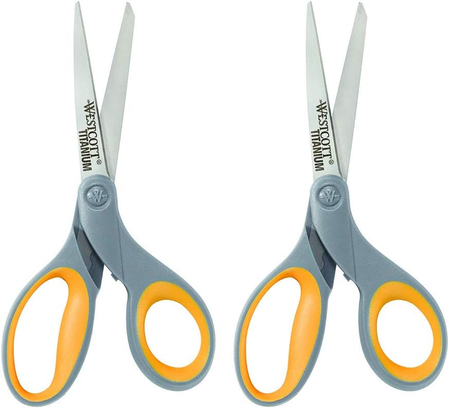 ‎17598 8-Inch Titanium Scissors for Office and Home, Yellow/Gray, 4 Pack