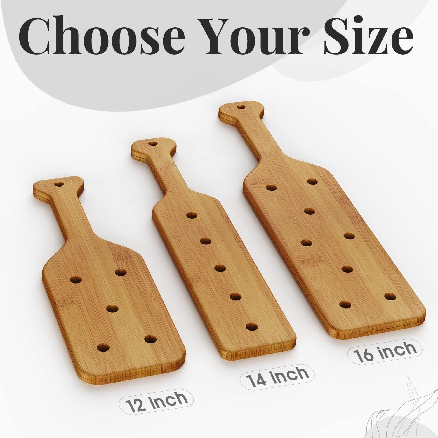 14Inch Bamboo Paddle with Holes, Solid Wood Paddle with Smooth Surface, 1 Pack,1