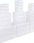 28 Pieces Mixed Sizes Rectangular Empty Mini Plastic Storage Containers with Lids for Small Items and Other Craft Projects (Clear)