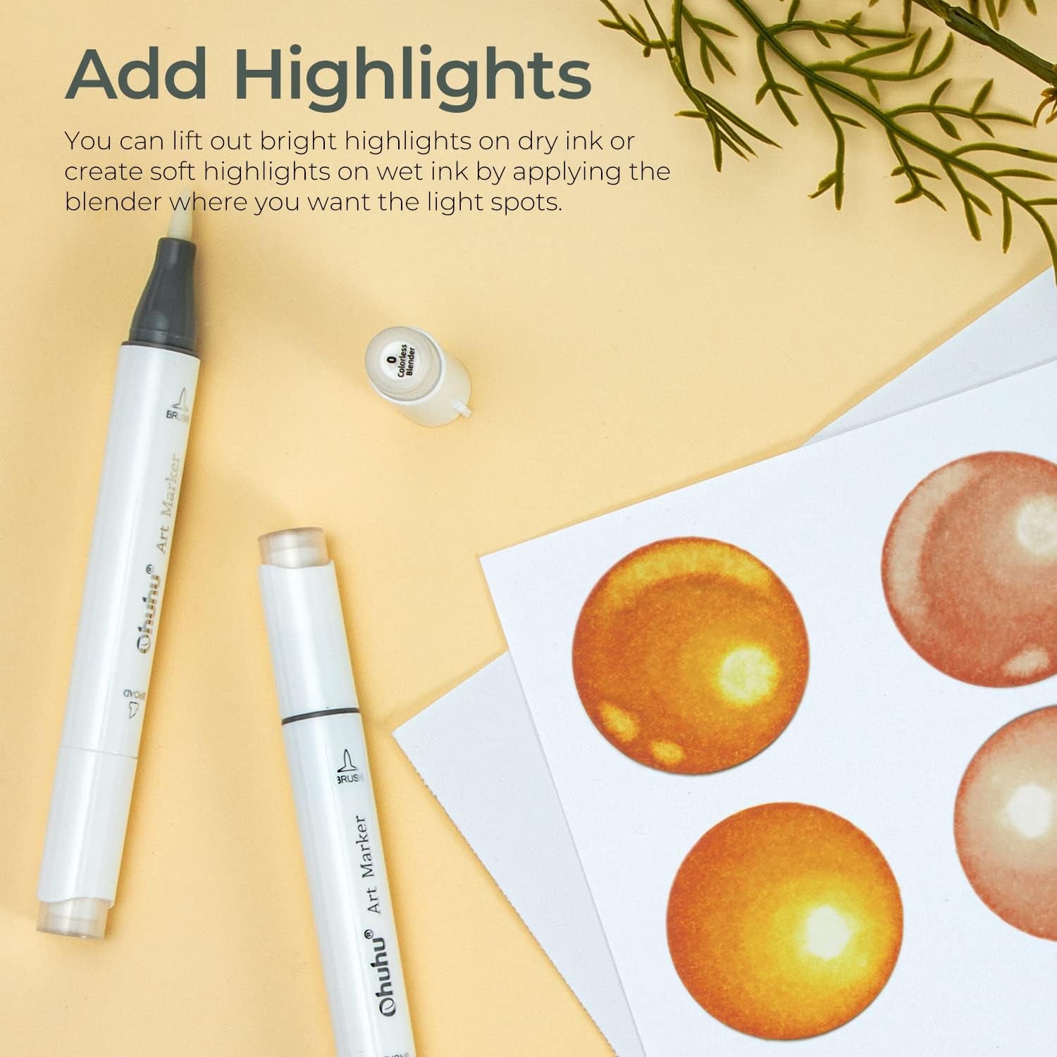 Alcohol Colorless Blenders - Pack of 6 Alcohol Based Ink No.0 Clear Blender Brush of  Markers for Adding Highlights Textures - Erasing Mistakes - Works Well with All Alcohol Markers