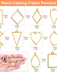 Open Bezels for Resin,80 Pcs of Resin Casting Frame Pendant, Open Frame Pendant, Open Back Frame Pendant, Geometric Hollow Mold Pendant, Frame Pendants for Earrings, Necklace, Bracelet, DIY Crafts