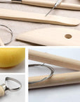 8 Pieces Wooden Pottery Sculpting Clay Cleaning Tool Set, Includes Clay Cutting, Modeling, Trimming Tools, for Beginner Level Pottery and Smoothing, Cleaning, Carving, Shaping and Sculpting