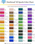 63 Brother Colors Polyester Embroidery Machine Thread Kit 40 Weight for Brother Babylock Janome Singer Pfaff Husqvarna Bernina Embroidery and Sewing Machines 550Y