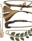 5Pcs 5 Styles Extra Large Safety Pins Vintage Alloy Brooches Safety Pins Heavy Duty Quality Lapel Pins for Scarf Blankets Skirts Kilts Knitted Fabric Crafts