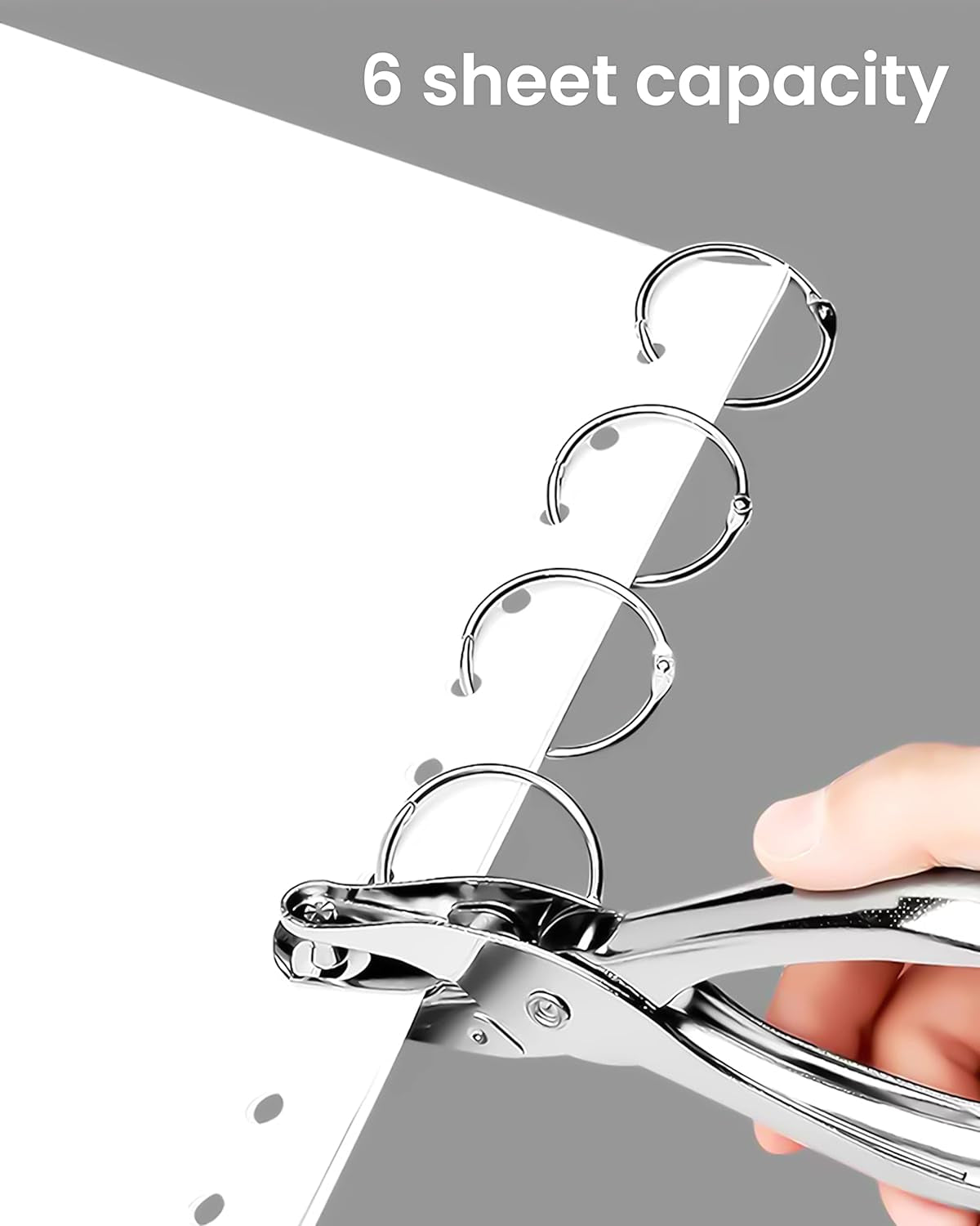 2 Pcs Hole Punch, 1/4 Inch and 1/8 Inch Single Hole Punch,  Hole Puncher Single, Hole Puncher for Crafts, Tags, Tickets, Circle Paper Punches with 6 Sheet Capacity for Home, Office, School