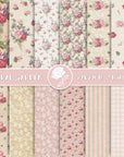 12 Designs Spring Pattern Paper 24 Sheet Rose Floral Scrapbook Paper Pink Double-Sided Collection Decorative Craft Paper Folded Flat for Card Making Scrapbook Photo Album Decor, 30 X 30Cm