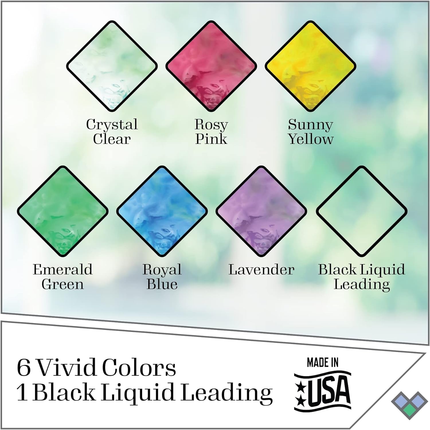 PROMOGGSTR22 Stained Glass Painting Starter Kit, 10 Piece Set Including 6 Colors, 1 Bottle of Liquid Leading, 2 Plastic Surfaces and 1 Pattern Pack of 20 Molds