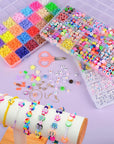 Clay Beads Bracelet Making Kit 10000 PCS 56 Colors Flat round Polymer Heishi Beads Kit with Letter Beads for Jewelry Bracelets Necklace Making