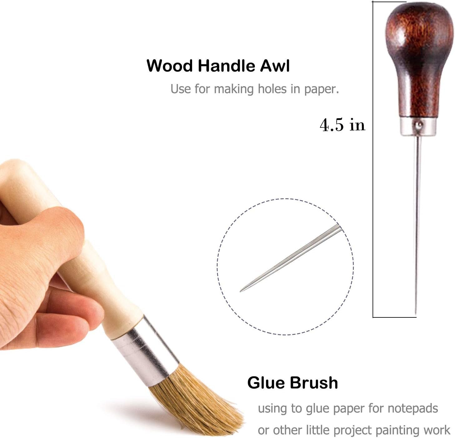 Bookbinding Kit -  Bookbinding Supplies, Hand Book Binding Starter Tools Set with Real Bone Folder,Paper Awl, Large-Eye Needles, Glue Brush, Wax Thread for Handmade DIY Books