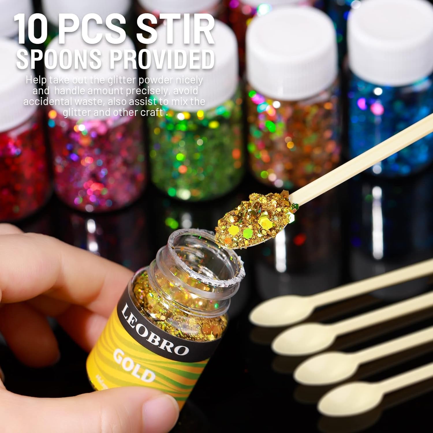 Holographic Chunky Glitter, 15 Colors Glitter, Craft Glitter for Resin, Nail Glitter, Festival Cosmetic Hair Face Body Glitter, Glitter Flakes Sequins for Epoxy Resin Tumbler DIY Arts Crafts