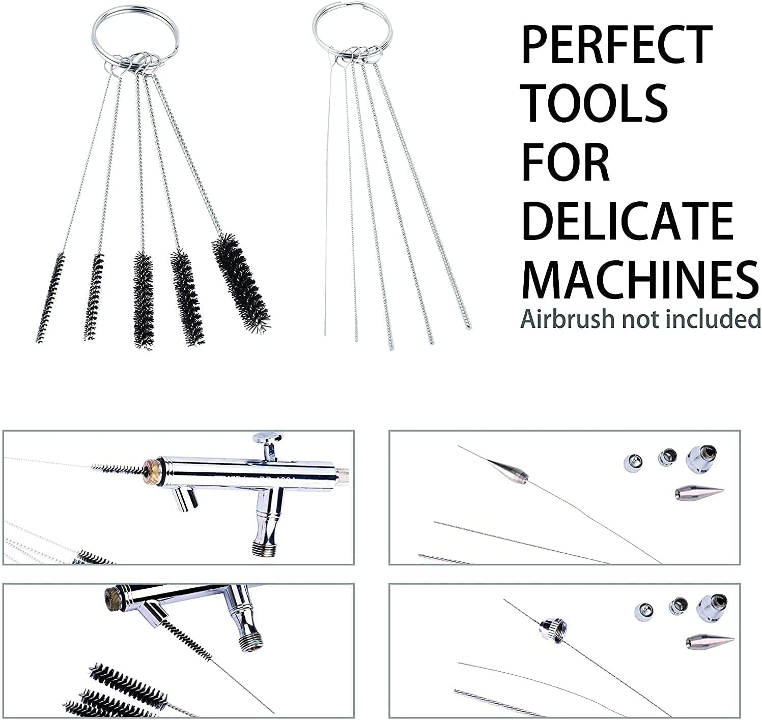 3 Set Airbrush Spray Cleaning Repair Tool Kit Stainless Steel Needle Brush Set