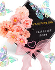 Graduation Cap Decorations: DIY Grad Hat Topper Kit, Include Flower Glitter Stickers Letters Butterflies - Handmade Decoration(No Glue&Cap)