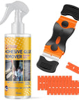 Adhesive Remover for Cars, 3.3 Fl.Oz Car Sticker Remover Spray with Scraper & Extra Plastic Razor Blades, Sticker Remover for Cars, Windows, Rapidly Removes Labels, Sticker, Glue