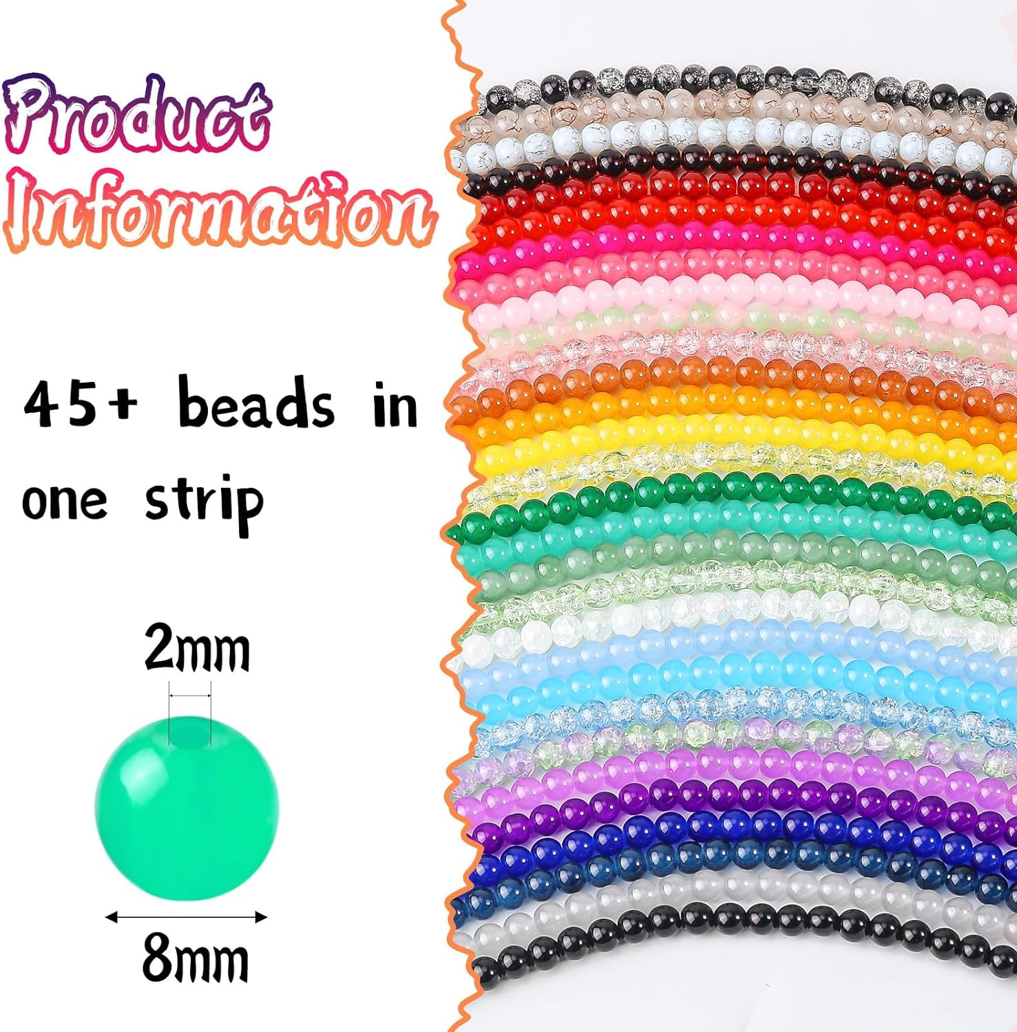1400Pcs 30 Color Glass Beads for Jewelry Making, 8Mm round Crystal Glass Bracelets Making Kit Suitable for Beginner Bracelet Making