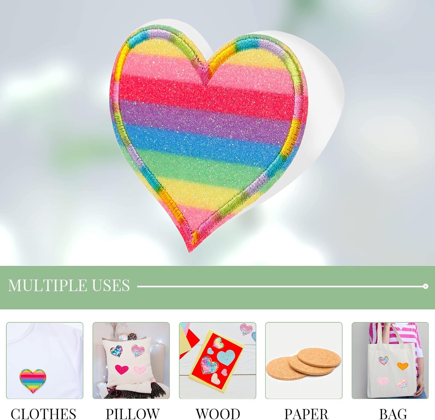 25 Pieces Rainbow Mermaid Heart Iron on Patches Kids Iron on Knee Patches Sew on Embroidered Colorful Heart Appliques Mixed Heart Patches for DIY Jeans Clothes Jackets Backpack Decoration Handicrafts