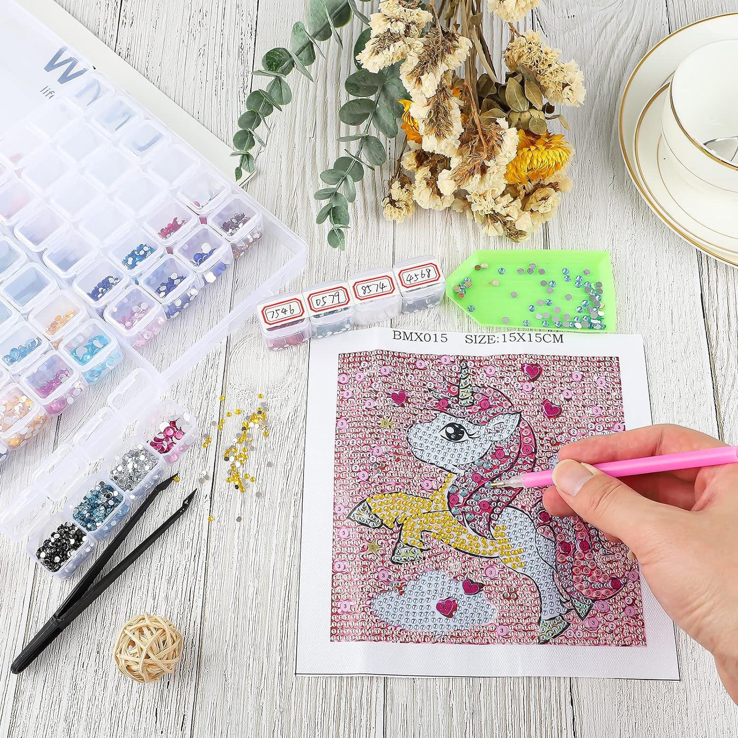 56 Slots Diamond Painting Storage Containers, 56 Girds 1 Pack, Bead Storage Containers, Diamond Art Organizer Box, Diamond Painting Accessories, Embroidery Storage with Label Stickers