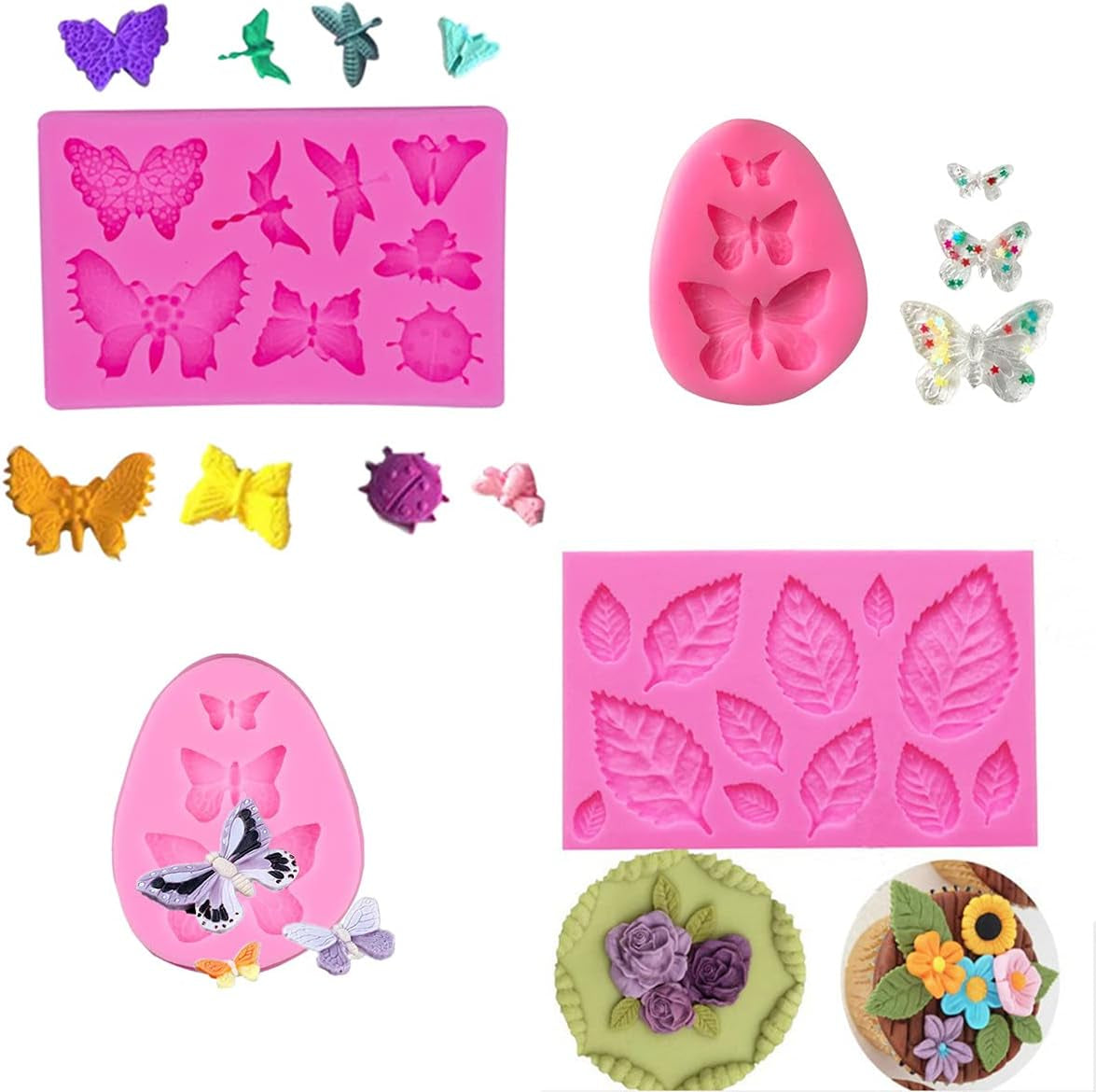 Silicone Mould for Flower and Butterfly Candy - for Cake Decoration,Chocolate Fudge, Polymer Clay, Soap, Confectionery Projects.