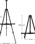 72 Inch Tall Folding Easel Stand for Display, Aluminum Metal Tripod Art Easel Adjustable Height from 22 to 72 - Instant Poster Easels for Painting Canvas - Floor Standing Easel, Black with Bag
